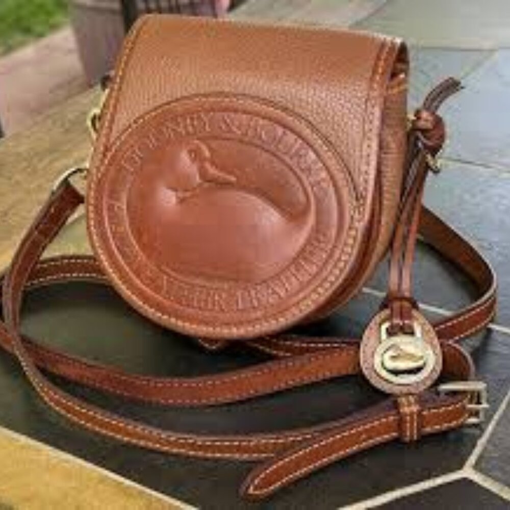 Vintage Dooney & Bourke Tan All Weather Leather Big Duck Crossbody Bag